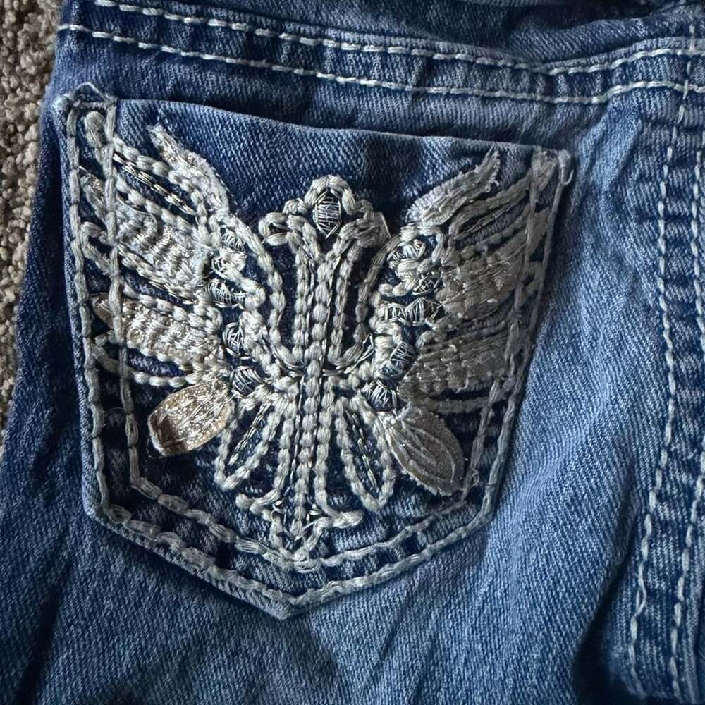 Faded Glory Girls Jeans Size 5 Embroidered Wing Back Pockets